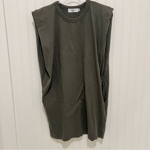 Frankie Shop Dresses & Skirts - Frankie Shop Womens Tina Padded Sleeveless Olive Tank Dress